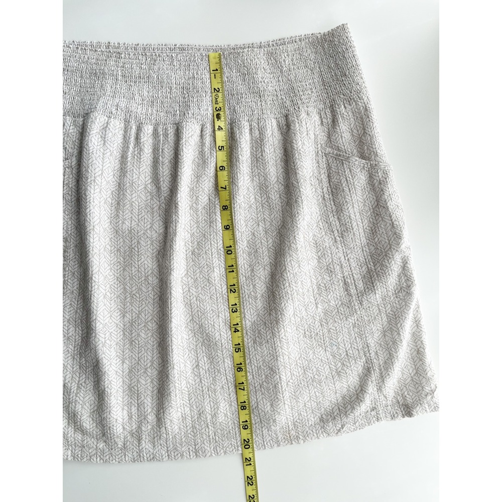 Prana Sugar Pine Skirt Pockets Smocked Waist Womens XL White Taupe - Picture 9 of 10
